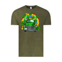 Vintage Olive st patricks shamrock gold rainbow truck Vintage Tee - FaDigitalArtStudio