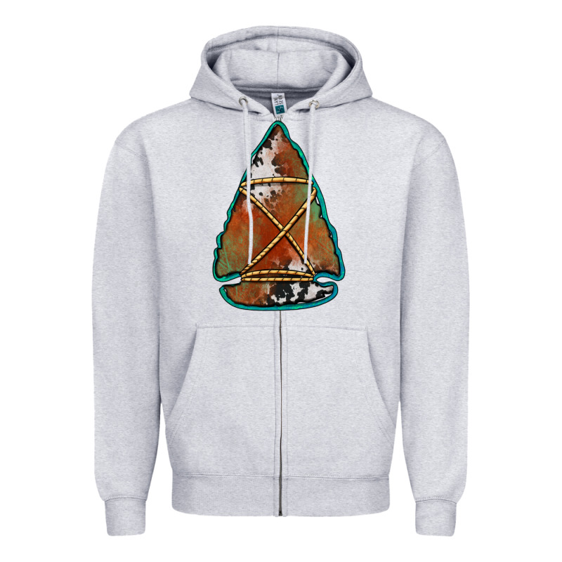 Cowhide Rusty Arrowhead Zipper Hoodie by Jasminsmagicworld | Teevron