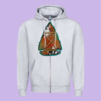 Cowhide Rusty Arrowhead Zipper Hoodie Designed By Jasminsmagicworld