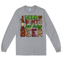 Heather Grey dear santa just bring a beer with a beer bottle Long Sleeve Tee - AdoDesignShop