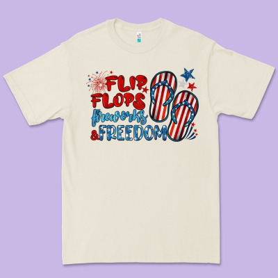 Flip Flops Fireworks & Freedom Premium Tee Designed By Barkaloodesign