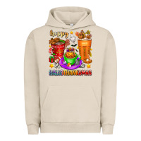 Pigment French Oak Happy Hallothanksmas coffee cups Urban Hoodie - texasbilliewilder
