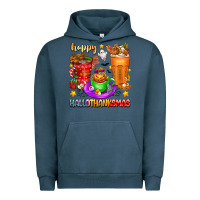 Pigment Midnight Navy Happy Hallothanksmas coffee cups Urban Hoodie - texasbilliewilder