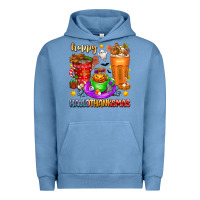 Pigment Pebble Blue Happy Hallothanksmas coffee cups Urban Hoodie - texasbilliewilder