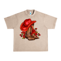 French Oak valentines day cowboy boots red  and roses Urban Heavy Tee - AdoDesignShop