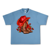 Pebble Blue valentines day cowboy boots red  and roses Urban Heavy Tee - AdoDesignShop