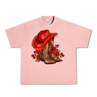 Salmon valentines day cowboy boots red  and roses Urban Heavy Tee - AdoDesignShop