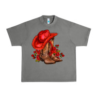Tornado valentines day cowboy boots red  and roses Urban Heavy Tee - AdoDesignShop