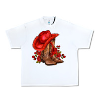 White valentines day cowboy boots red  and roses Urban Heavy Tee - AdoDesignShop