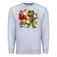Heather Grey Christmas dinosaur Premium Sweatshirt - MaliasSmallBusiness