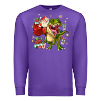Purple Christmas dinosaur Premium Sweatshirt - MaliasSmallBusiness