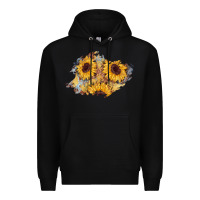 Black sunflower glitter leather patch Premium Hoodie - AdoDesignShop