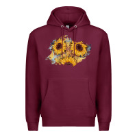 Burgundy sunflower glitter leather patch Premium Hoodie - AdoDesignShop