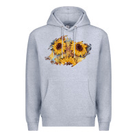 Heather Grey sunflower glitter leather patch Premium Hoodie - AdoDesignShop
