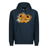 Navy sunflower glitter leather patch Premium Hoodie - AdoDesignShop