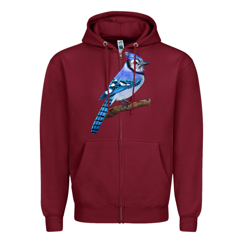 Blue Jay Bird Zipper Hoodie by LillyAllenDesigns | Teevron