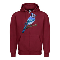 Burgundy Blue Jay Bird Zipper Hoodie - LillyAllenDesigns
