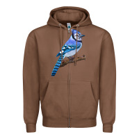 Chestnut Blue Jay Bird Zipper Hoodie - LillyAllenDesigns