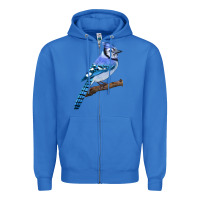 True Royal Blue Jay Bird Zipper Hoodie - LillyAllenDesigns
