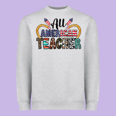 All American Teacher Heavyweight Sweatshirt Designed By Cowhidedigitalart