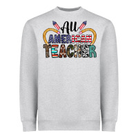 Heather Grey all american teacher Heavyweight Sweatshirt - CowhideDigitalArt