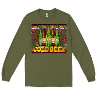 Army Green cold beer with beer bottles Long Sleeve Tee - AdoDesignShop