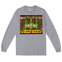 Heather Grey cold beer with beer bottles Long Sleeve Tee - AdoDesignShop