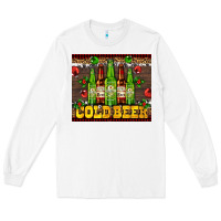 White cold beer with beer bottles Long Sleeve Tee - AdoDesignShop