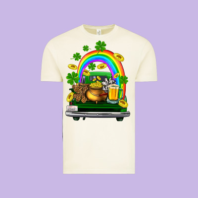 St Patricks Shamrock Gold Beer Truck Vintage Tee Designed By Fadigitalartstudio