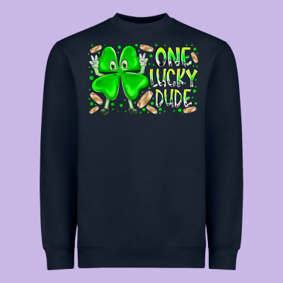One Lucky Dude Heavyweight Sweatshirt Designed By Racoondesign