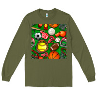 Army Green physical education class seamless pattern Long Sleeve Tee - BundleAndBundleShop
