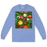 Colony Blue physical education class seamless pattern Long Sleeve Tee - BundleAndBundleShop