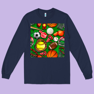 Physical Education Class Seamless Pattern Long Sleeve Tee Designed By Bundleandbundleshop