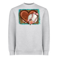 Heather Grey western leopard baseball heart Heavyweight Sweatshirt - HRA Design Shop
