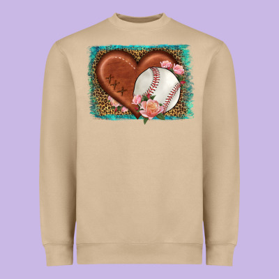 Western Leopard Baseball Heart Heavyweight Sweatshirt Designed By Hra Design Shop