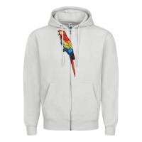 Dove Grey Scarlet Macaw Parrot Zipper Hoodie - LillyAllenDesigns