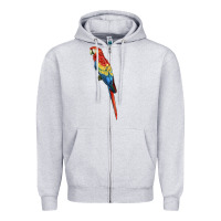 Heather Grey Scarlet Macaw Parrot Zipper Hoodie - LillyAllenDesigns