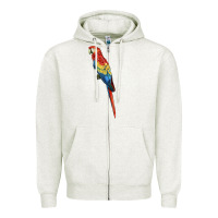 Oatmeal Heather Scarlet Macaw Parrot Zipper Hoodie - LillyAllenDesigns