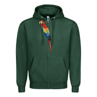 Sports Green Scarlet Macaw Parrot Zipper Hoodie - LillyAllenDesigns