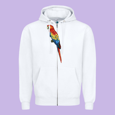 Scarlet Macaw Parrot Zipper Hoodie Designed By Lillyallendesigns