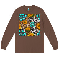 Chestnut western gemstone and sunflower seamless pattern Long Sleeve Tee - BundleAndBundleShop