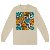 Mushroom western gemstone and sunflower seamless pattern Long Sleeve Tee - BundleAndBundleShop