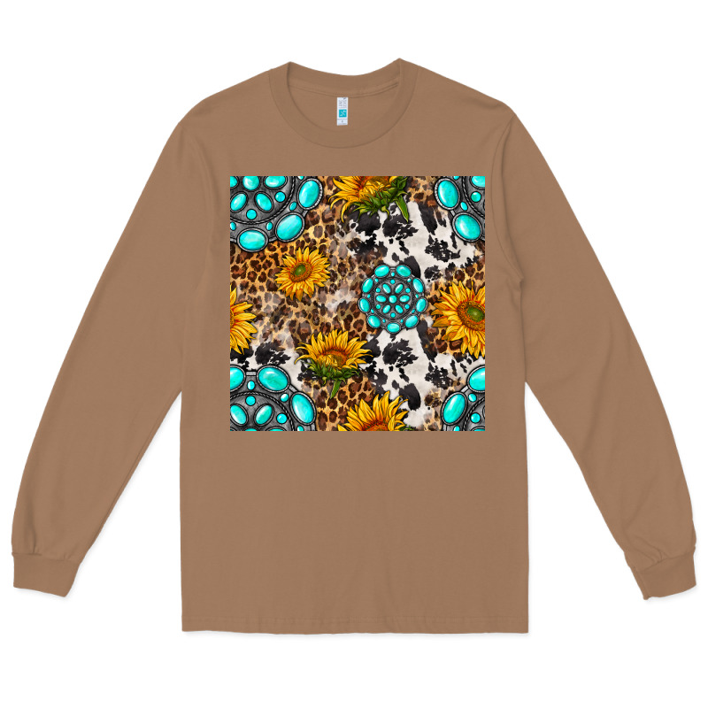 Western Gemstone And Sunflower Seamless Pattern Long Sleeve Tee by BundleAndBundleShop | Teevron