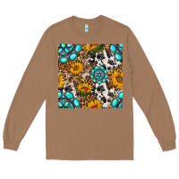Toasted Coconut western gemstone and sunflower seamless pattern Long Sleeve Tee - BundleAndBundleShop