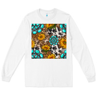 White western gemstone and sunflower seamless pattern Long Sleeve Tee - BundleAndBundleShop