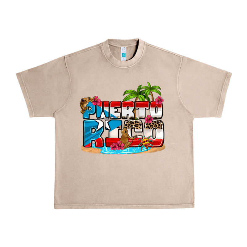 Puerto Rico And Flowers With Frog Urban Heavy Tee by AdoDesignShop | Teevron