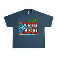 Midnight Navy puerto rico and flowers with frog Urban Heavy Tee - AdoDesignShop