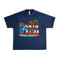 Navy puerto rico and flowers with frog Urban Heavy Tee - AdoDesignShop