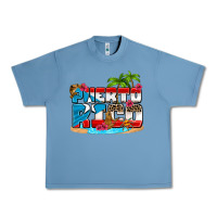 Pebble Blue puerto rico and flowers with frog Urban Heavy Tee - AdoDesignShop