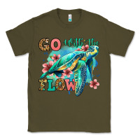 Army Green go with the flow floral turtle Classic Tee - Jasminsmagicworld